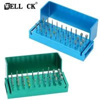 30 unids/set FG fresa de diamante Dental con soporte de Autoclave de desinfección de aluminio taladro pulido de alta velocidad solo uso de dentista