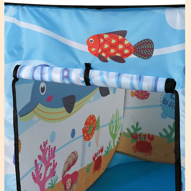 Tienda de juegos con temática de animales del Océano Azul para niños, casa de juguete para niños, interior y exterior, plegable, Pop-up, 3 aperturas, 2-3 personas