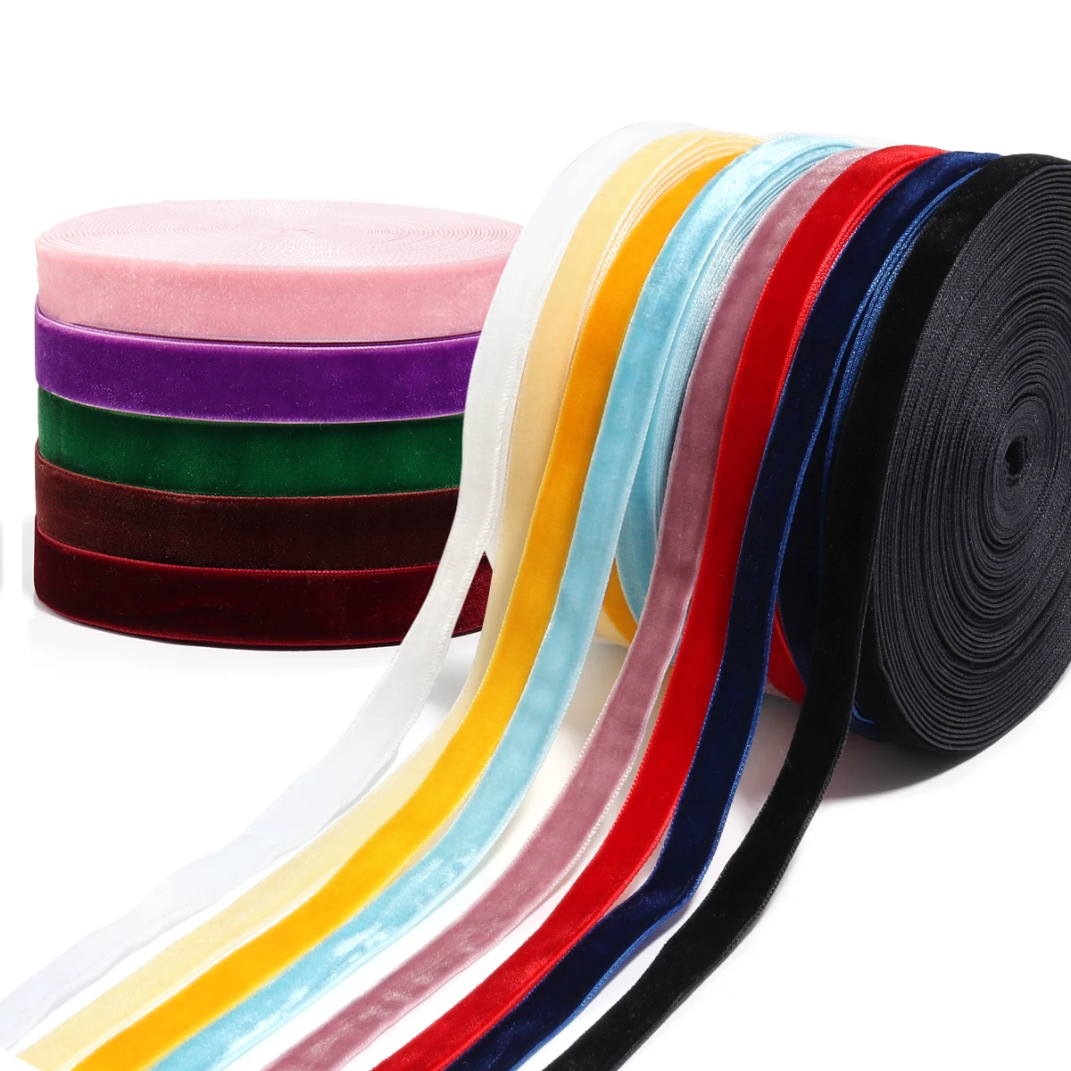 10Yards/roll Velvet Ribbons Single Face Flocking Weave Belt for DIY  Bowknot Wedding Party Decorations For Gift Wrapping Fabric