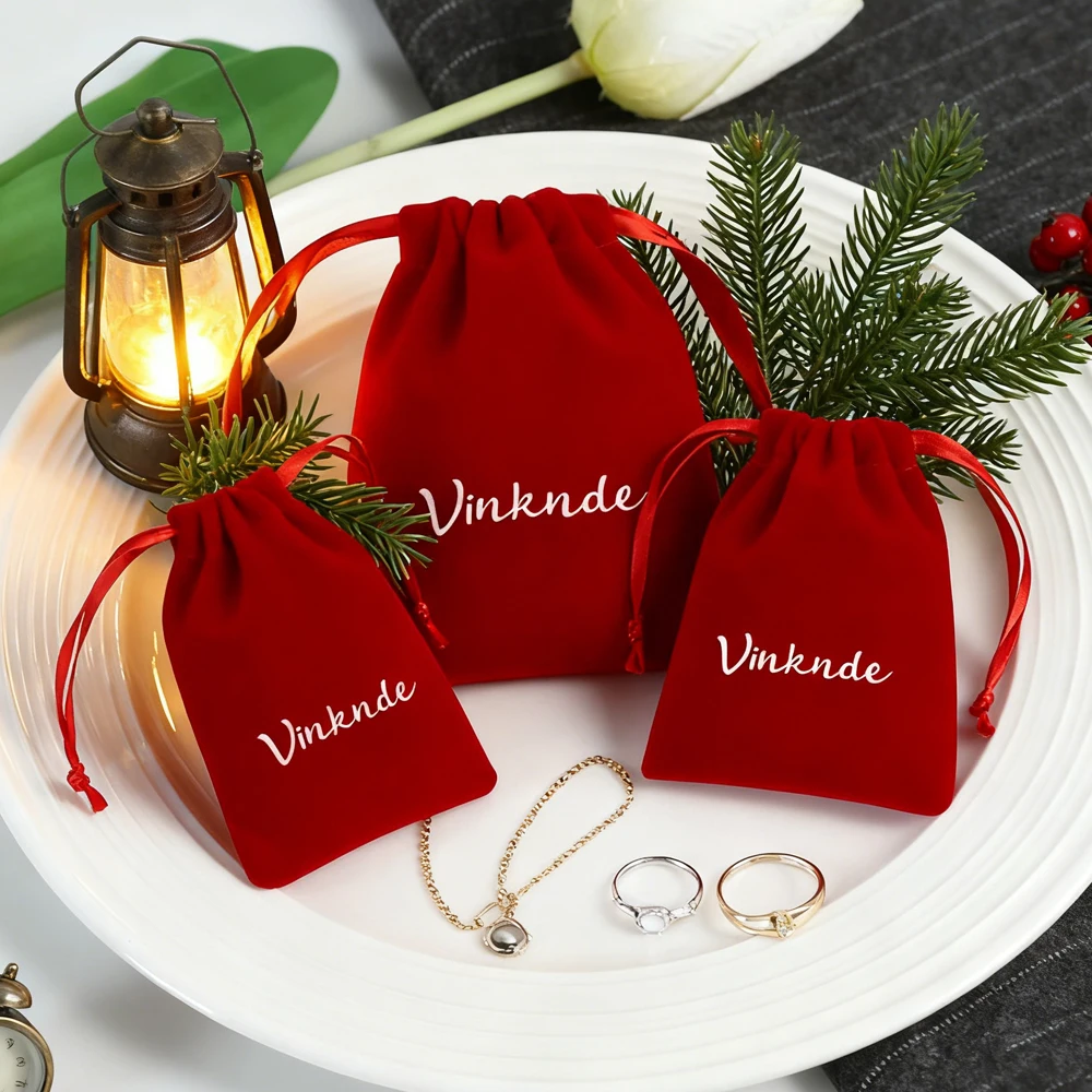 

100Pcs 9x12cm Luxury Velvet Pouch Packaging Bags for Jewelry Wedding Gift Custom Logo Bracelet Thickened Plush Bag Charm Sack