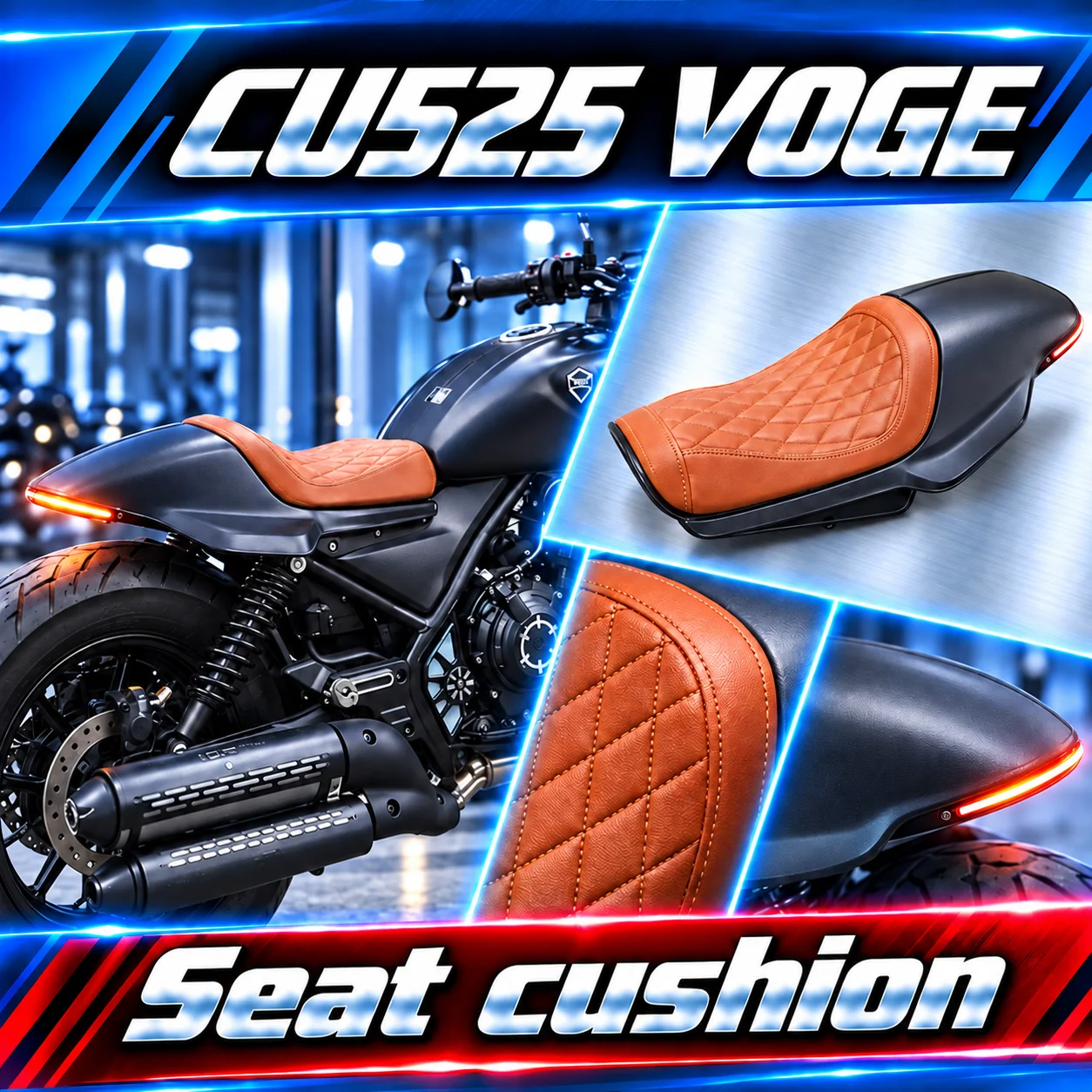 Motorcycle Retro Single Seat Cushion & Short Tail Rear Fender Mud Guard For VOGE CU525 CU-525 525CU