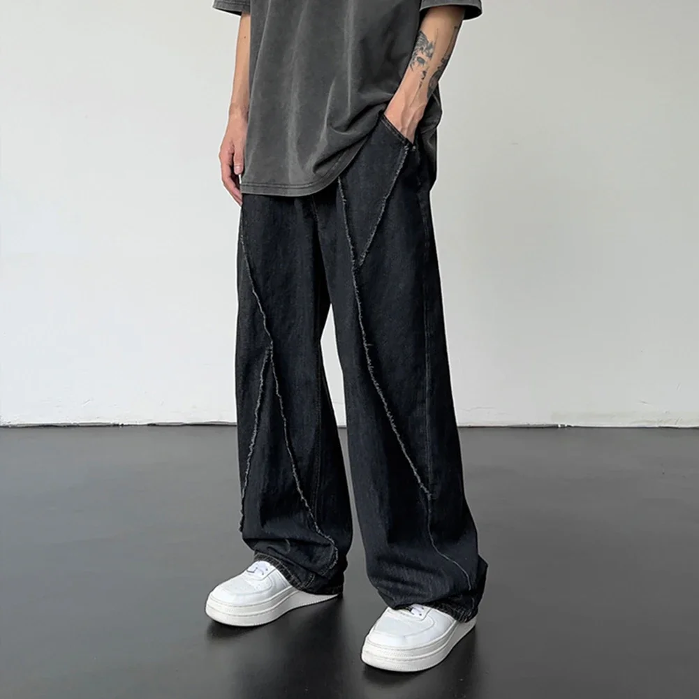 Affordable Pants Men Pants Streetwear Wide Leg Trousers Hip Hop Jeans Oversized Ripped Patchwork Pants For Men