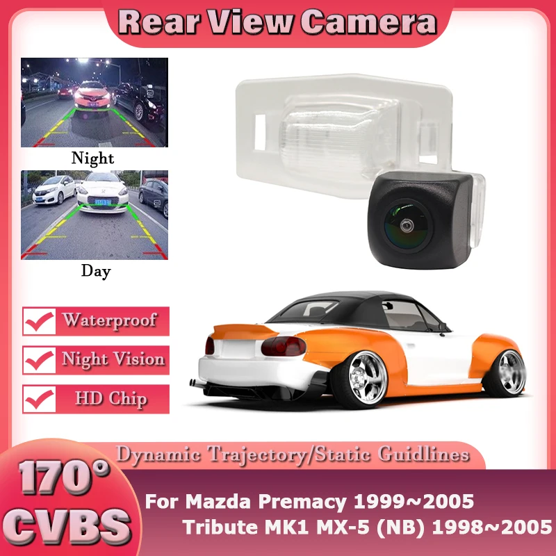 Dynamic Trajectory Car Reverse Rear View Camera For Mazda Premacy 1999~2005 Tribute MK1 MX-5 (NB) 1998~2005 Car Backup Parking