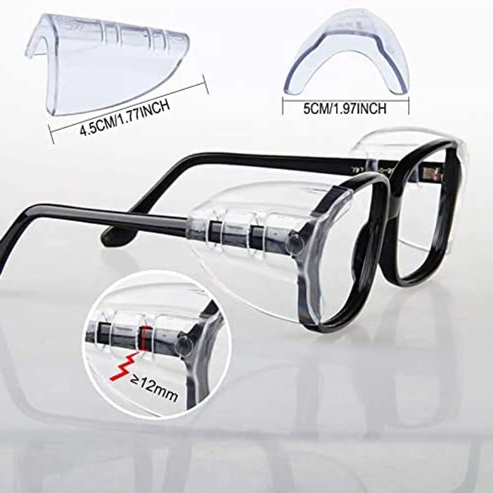 T27C 4 Pairs Eye Glasses Side Shields Slip on Clear Side Shield for Safety Glasses