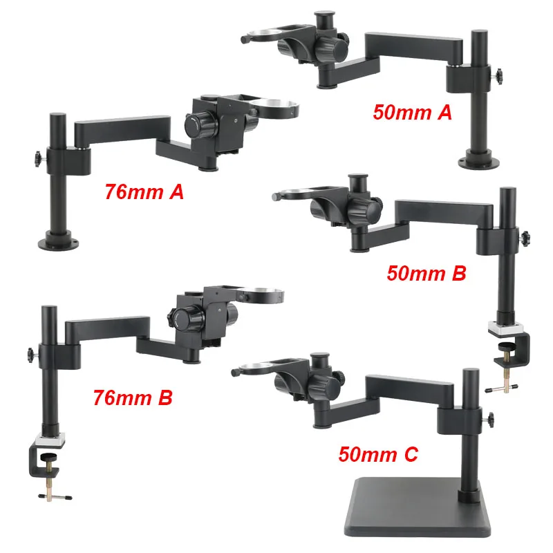 50mm 76mm Focusing Holder Foldable Rotating Articulated Arm Stand Stereo Microscope Industry Solder Digital Camera Table Tripod