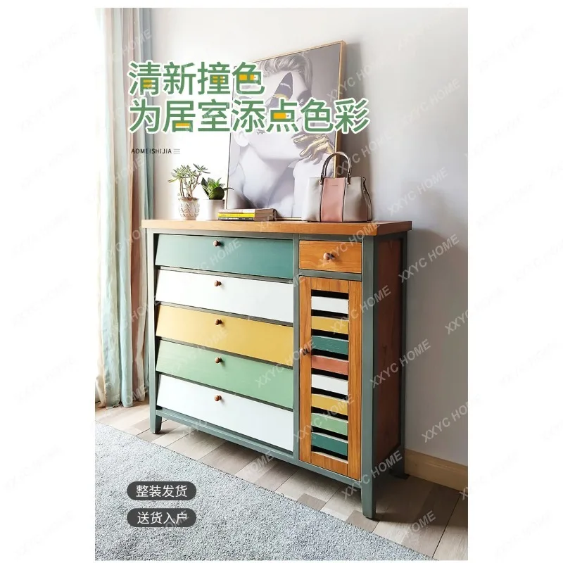 XX  Asian Style Wooden Shoe Cabinet Dustproof Modern Hidden Organizer Shoe Cabinet Living Room Drawers Range  Furniture