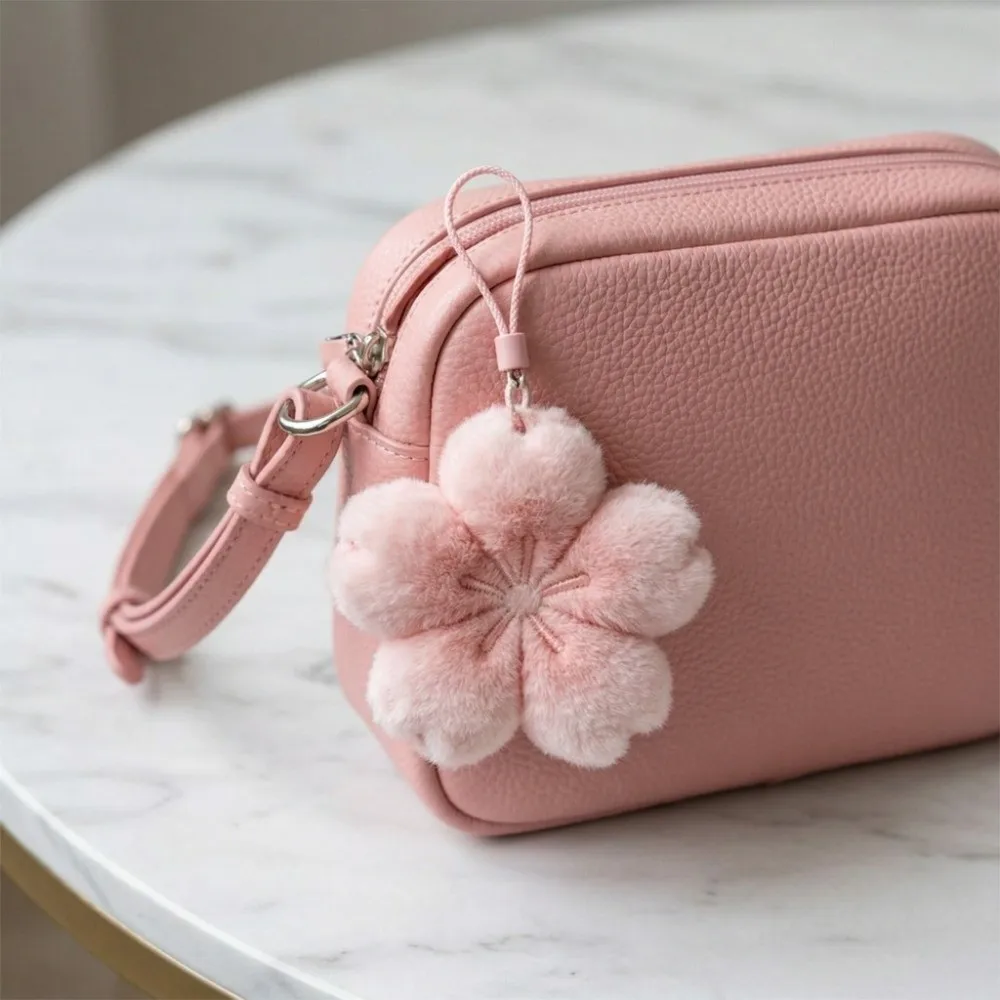 Bag Charm Sweet Flower Keychain Friendship Key Ring Cherry Blossom Pendant Ornaments Bag Hanging Gifts