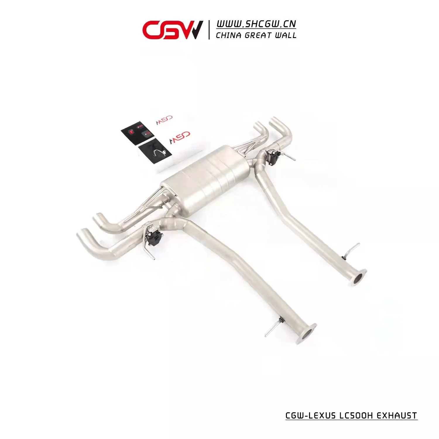 CGW Plug and Play Sound Exhaust Tip Muffler Piping with Electric Valves for LC500H 3.5L 2018+ - view 6