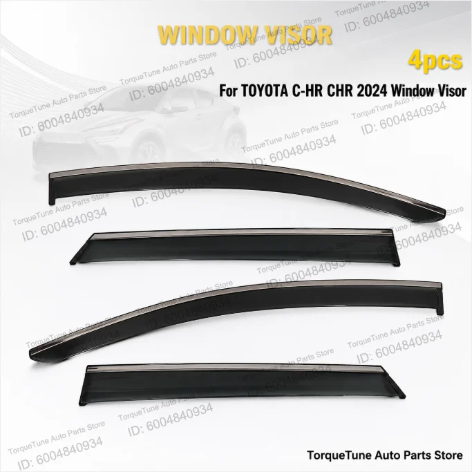 Premium Weather Protect Rain Guard Easy Installation Window Visor Wind Deflector for TOYOTA C-HR CHR 2024 Direct Fit