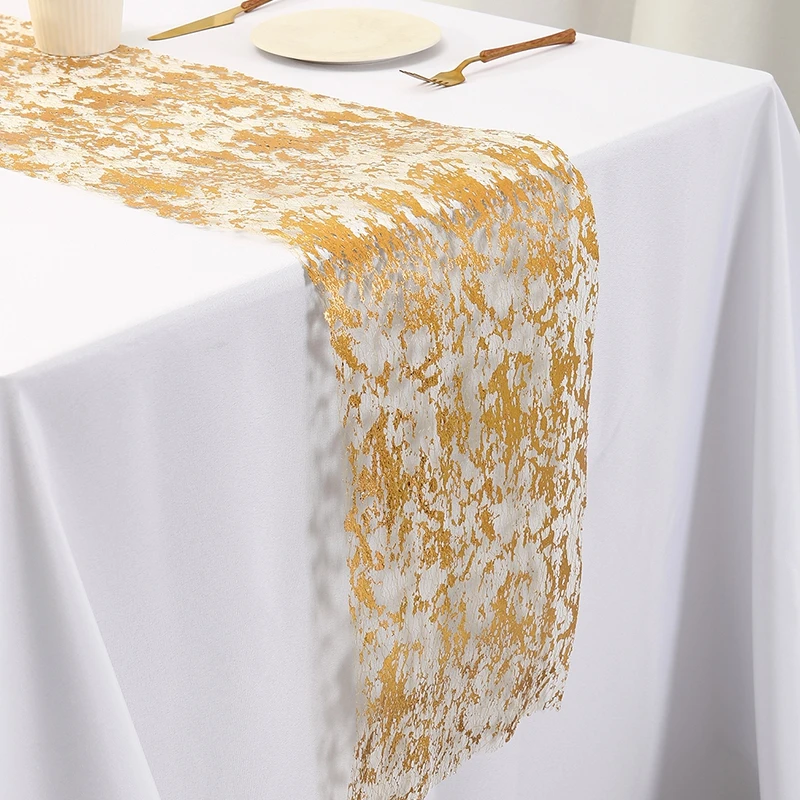 28x275cm Glitter Metallic Foil Thin Mesh Table Runners Roll, Table Decorations For Home Wedding Birthday Christmas Decorations