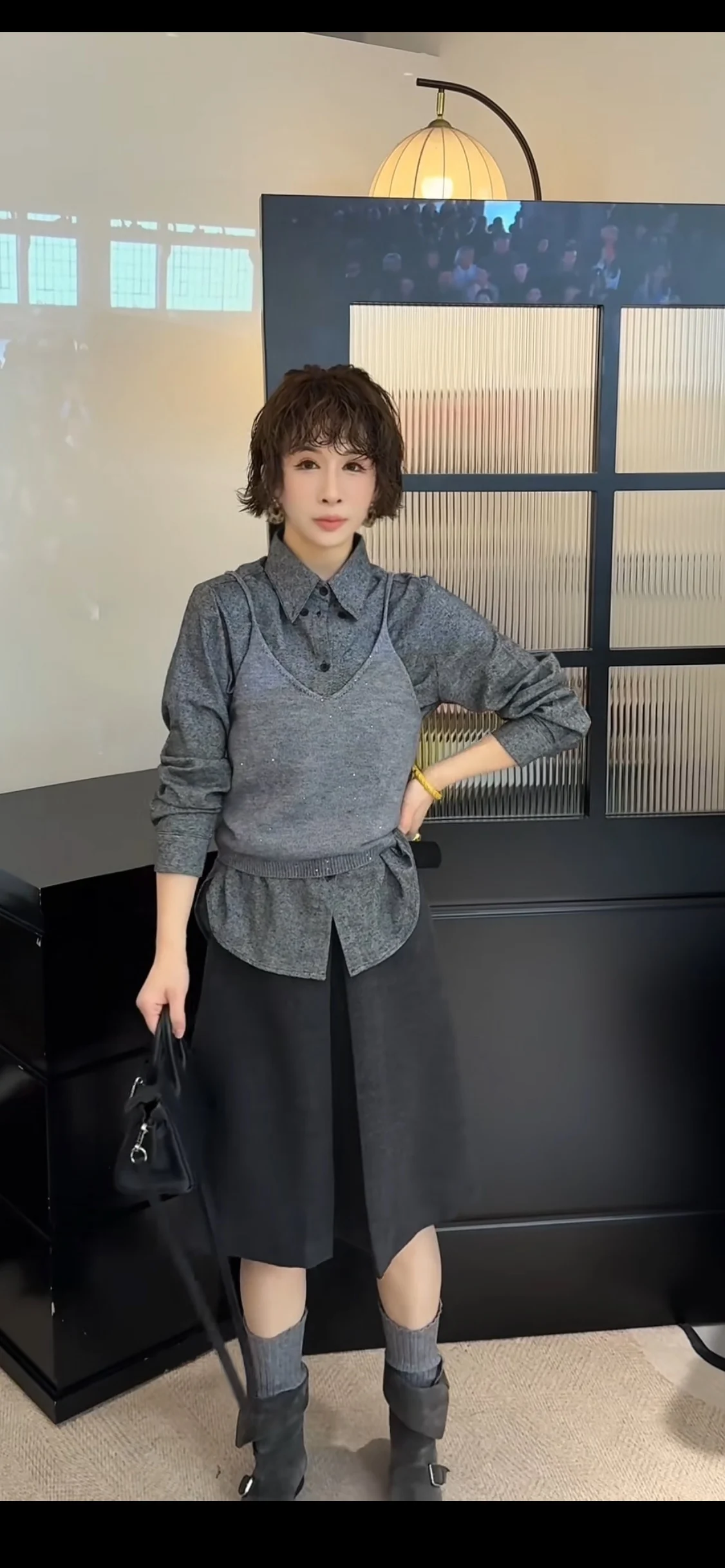 

Loose Casual Pure Color Faionable Women's Vest 2025 Winter New Sle Versatile Basic Design False Two-Piece Set