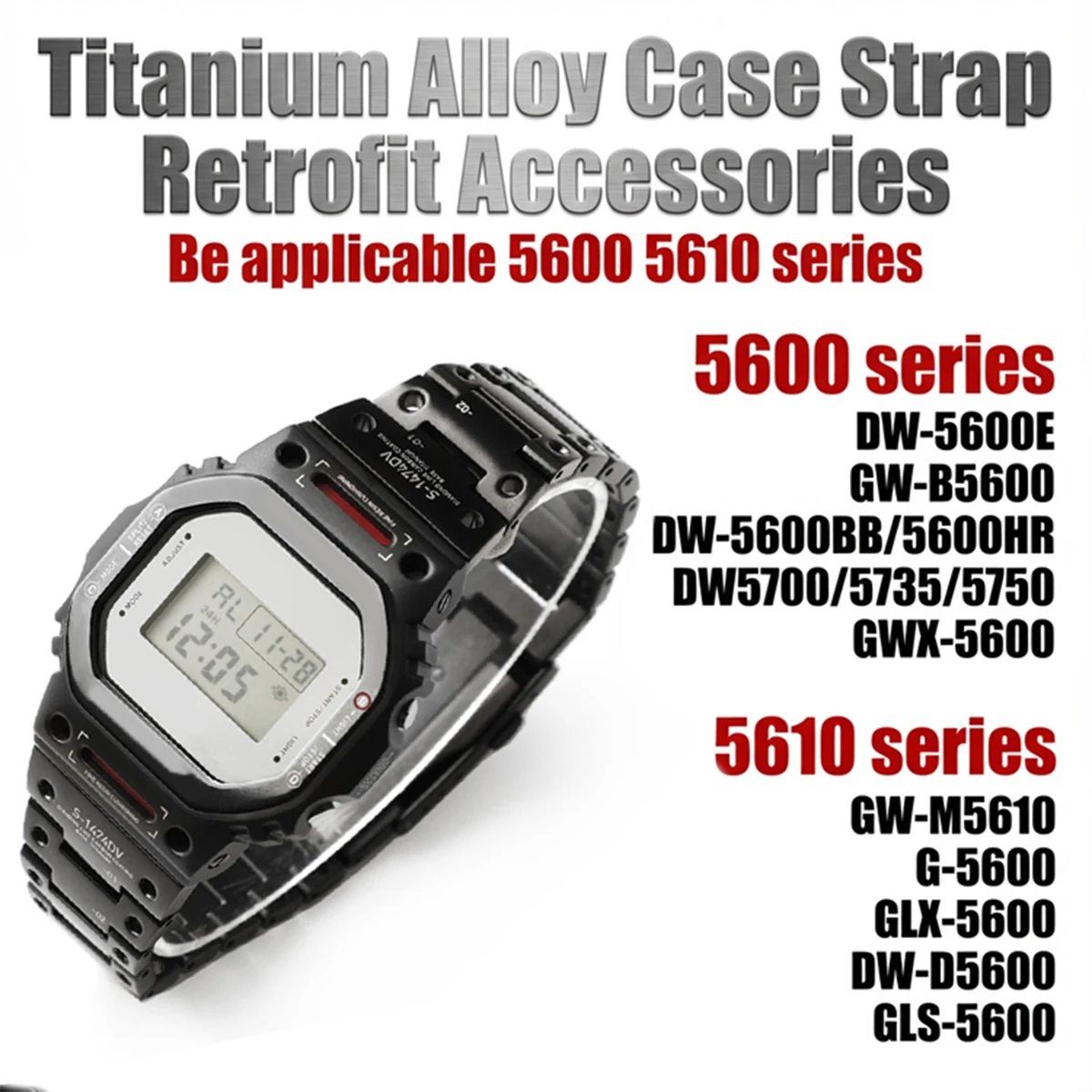 

Титановый ремешок для часов CasioAK DW-5600 GW-M5610 GW-5000 GLS5600, корпус из нержавеющей стали, безель