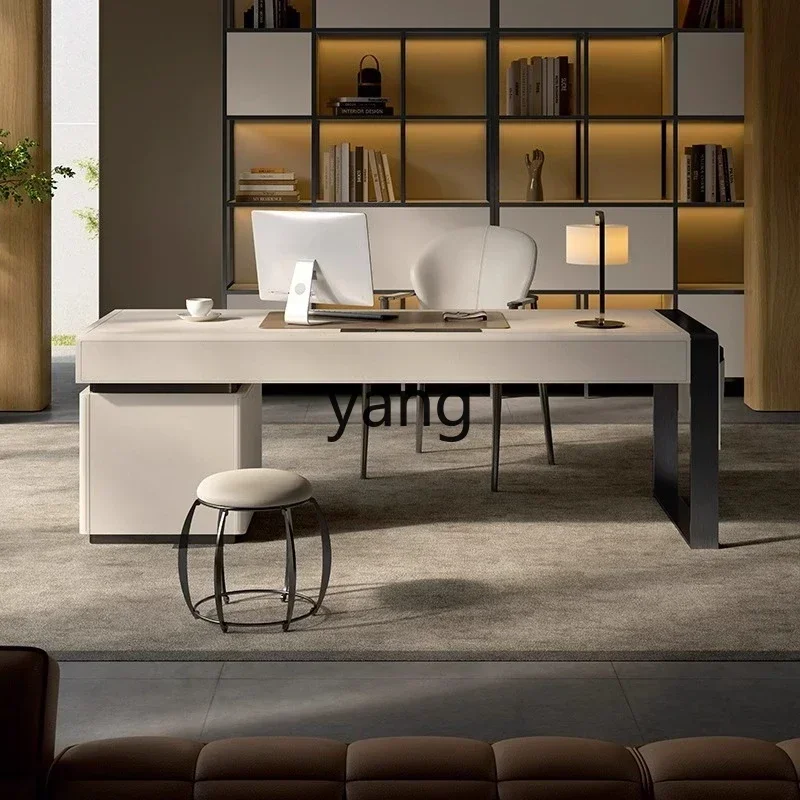 LMM light luxury modern home writing desk computer table saddle leather desk