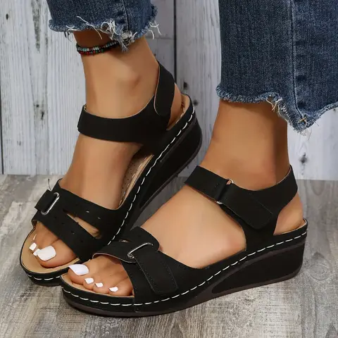 Comfortable Women's Wedge Sandals with Arch Support and Anti-Skid Soles