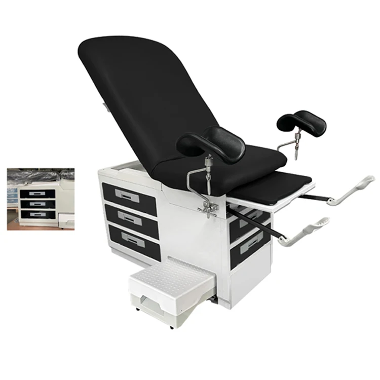 

Больничная мебель, стол для гинекологического экзамена, стул со стальной конструкцией, докторская экзаменационная кровать с ящиком для стремена для красоты