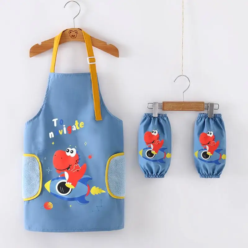 Children's drawing clothes, baby aprons, waterproof and dirt proof kitchen protective clothing