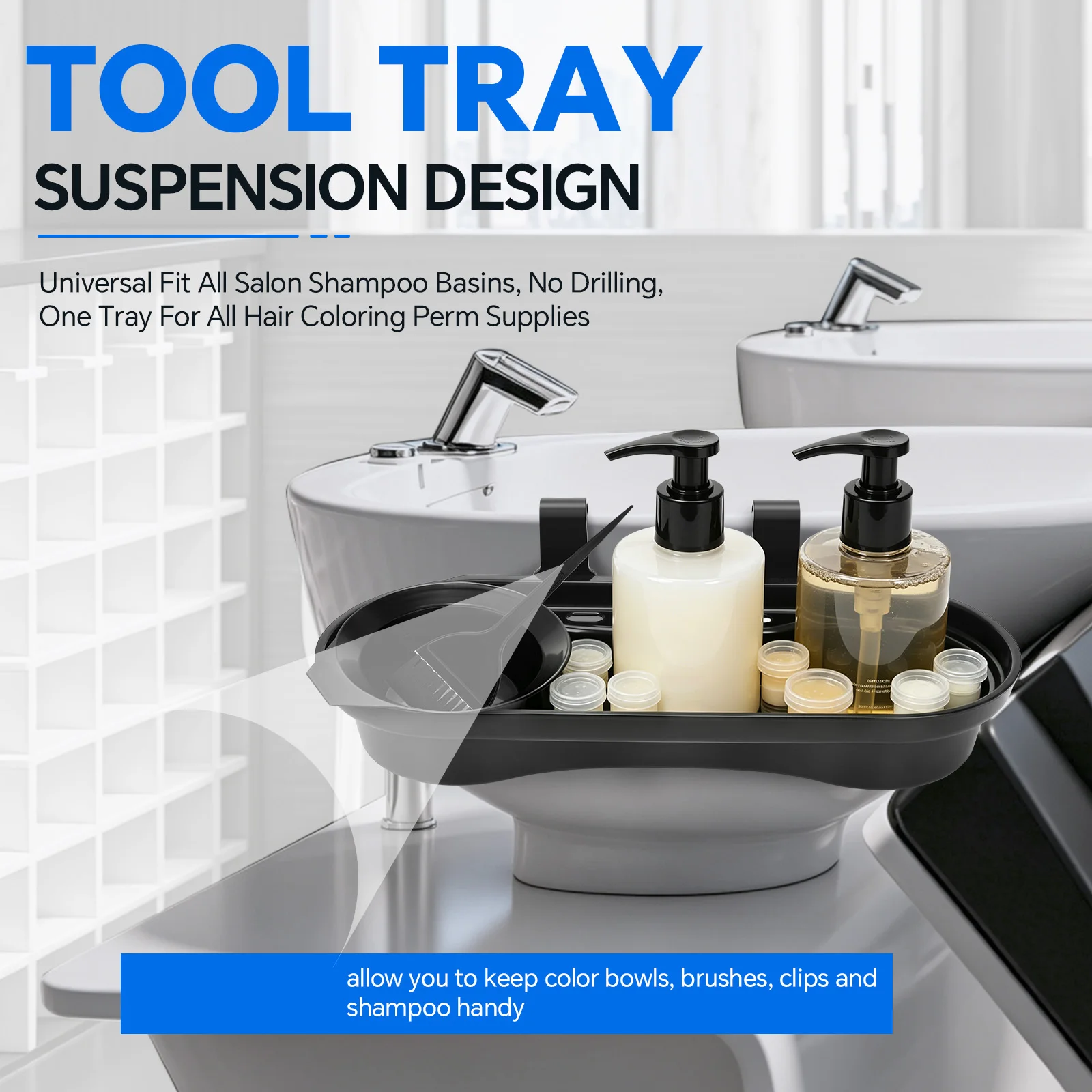 Salon Storage Rack Tray Shampoo Holder Compact Sturdy Versatile Organizer for Hair Care Hair Dryers Tools