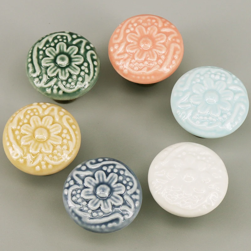 1x Cabinet Handles and Knobs Drawer Pulls Furniture Ceramic Knobs Children Door Handle 33mm*30mm