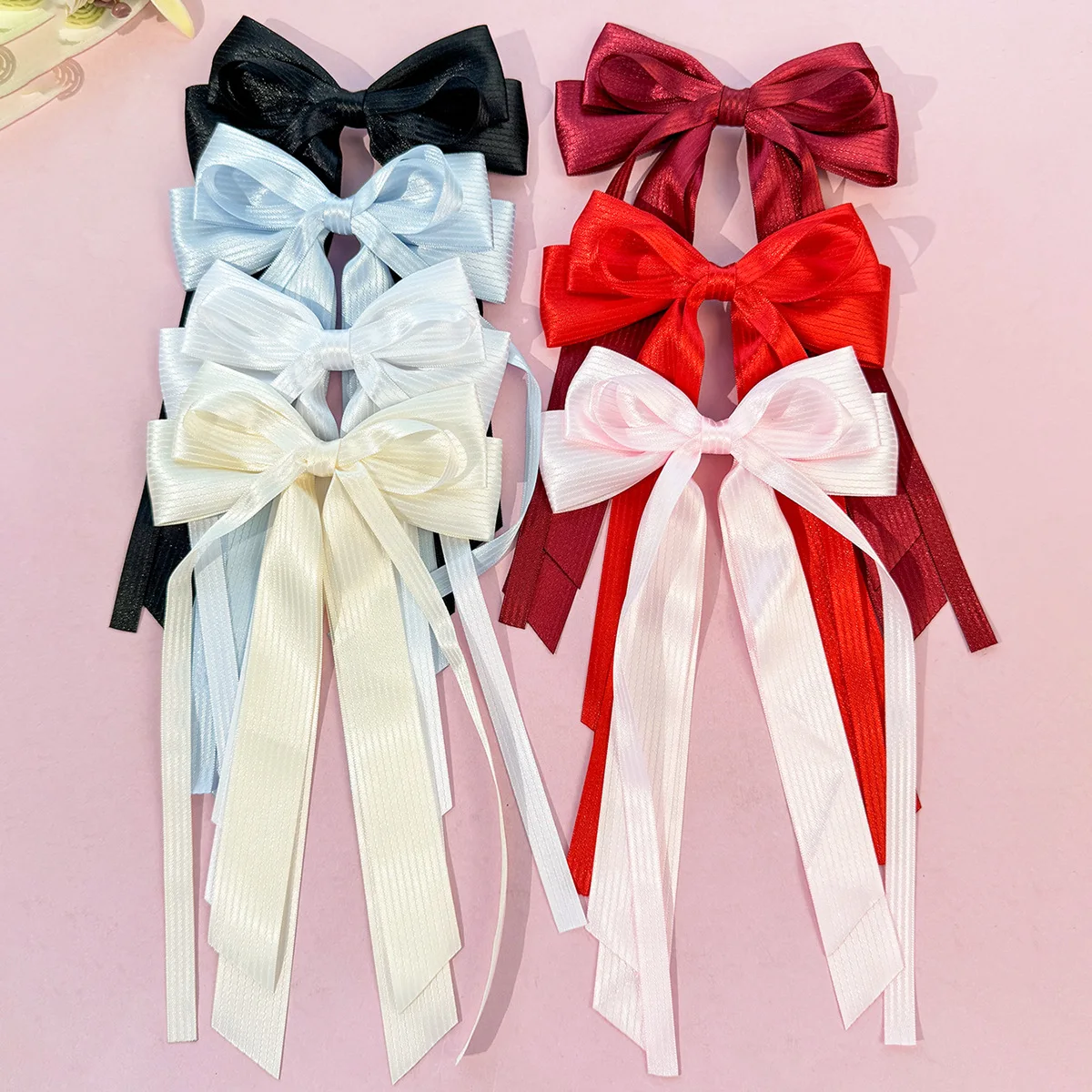 30pc-striped-ribbon-bow-hair-clips-with-long-tassels-korea-fashion-hairgrips-for-women-and-girls-bulk-pack-ladies-headwear