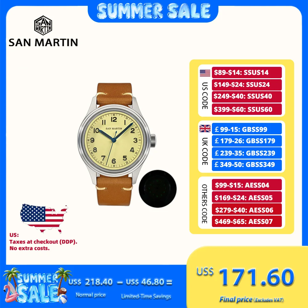 San Martin 38.5mm Niche Automatic Mechanical Wristwatche Men NH35 Military Watches Sapphire часы мужские наручные 10Bar SN0108