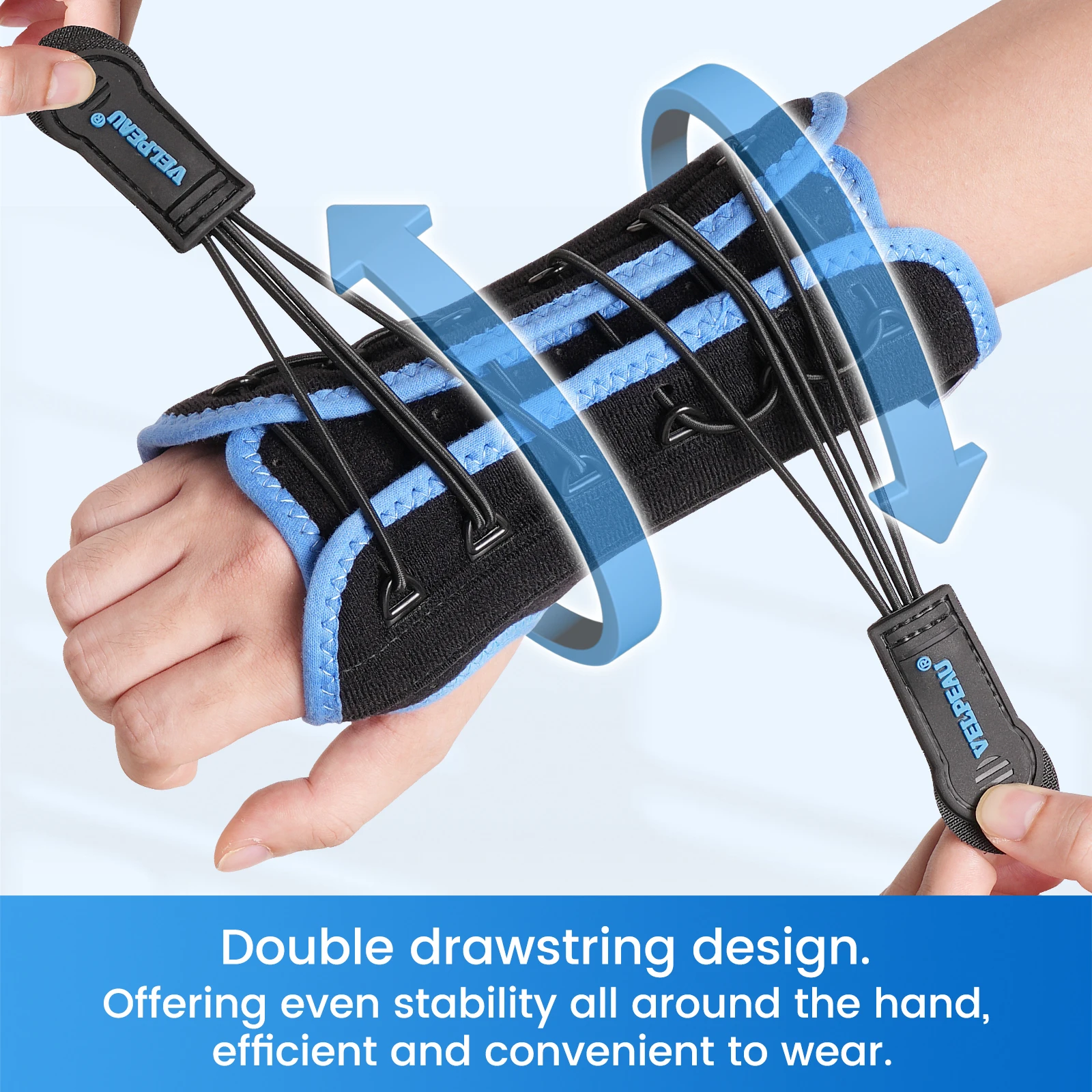 VELPEAU Wrist Splint Orthosis for Sprains Arthritis and Pain Relief Wrist Support with Metal Splint Breathable and Adjustable