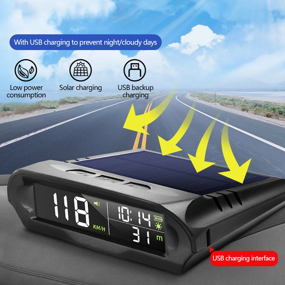 

Car USB Solar Charge Smart Digital Clock Calendar Time Temperature Speed LED Display Automobile Interior Accessories