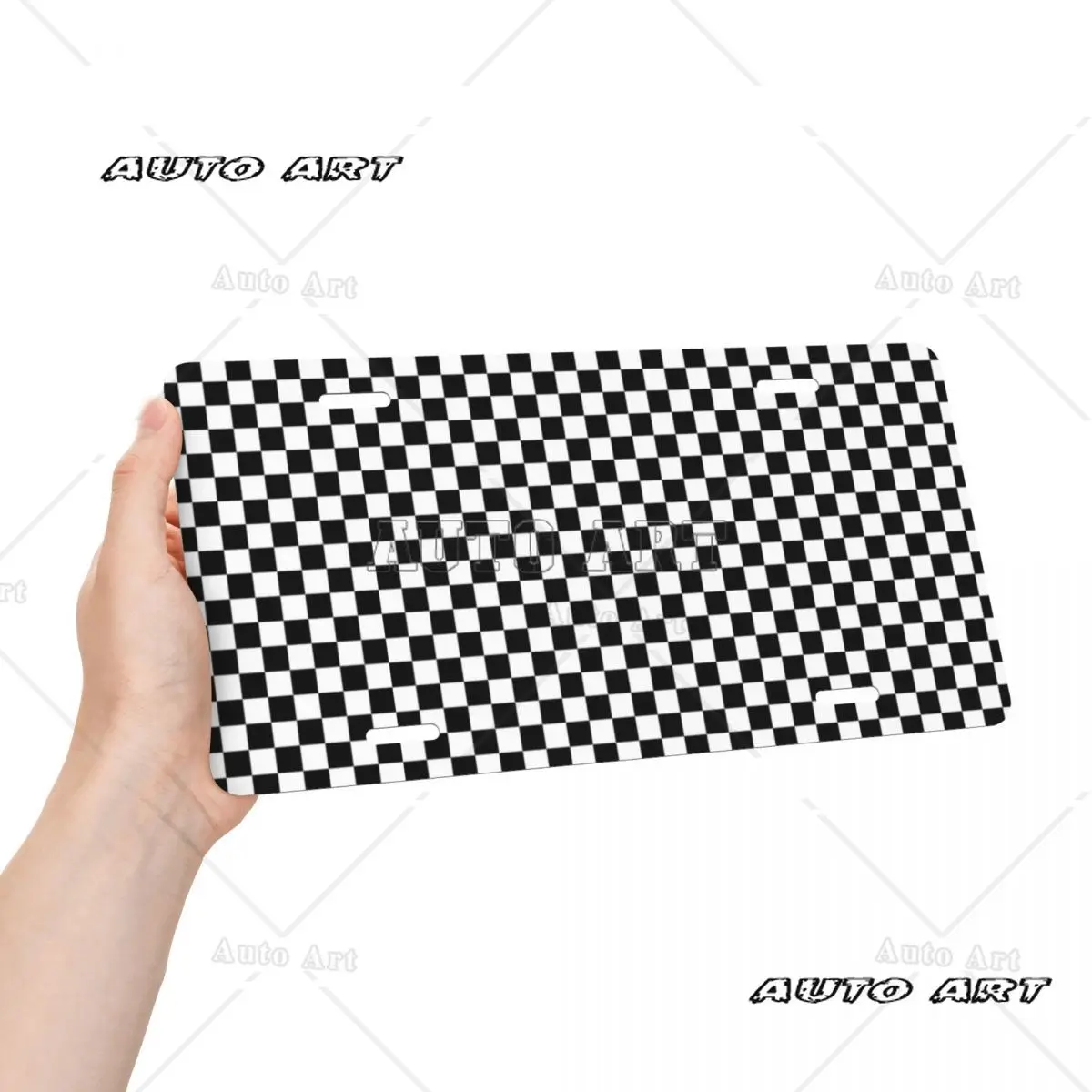 Personalized Checkerboard License Plate Cover Vanity Tag Checkmate Chessboard Decorative Car Front License Plate 6x12 Inch