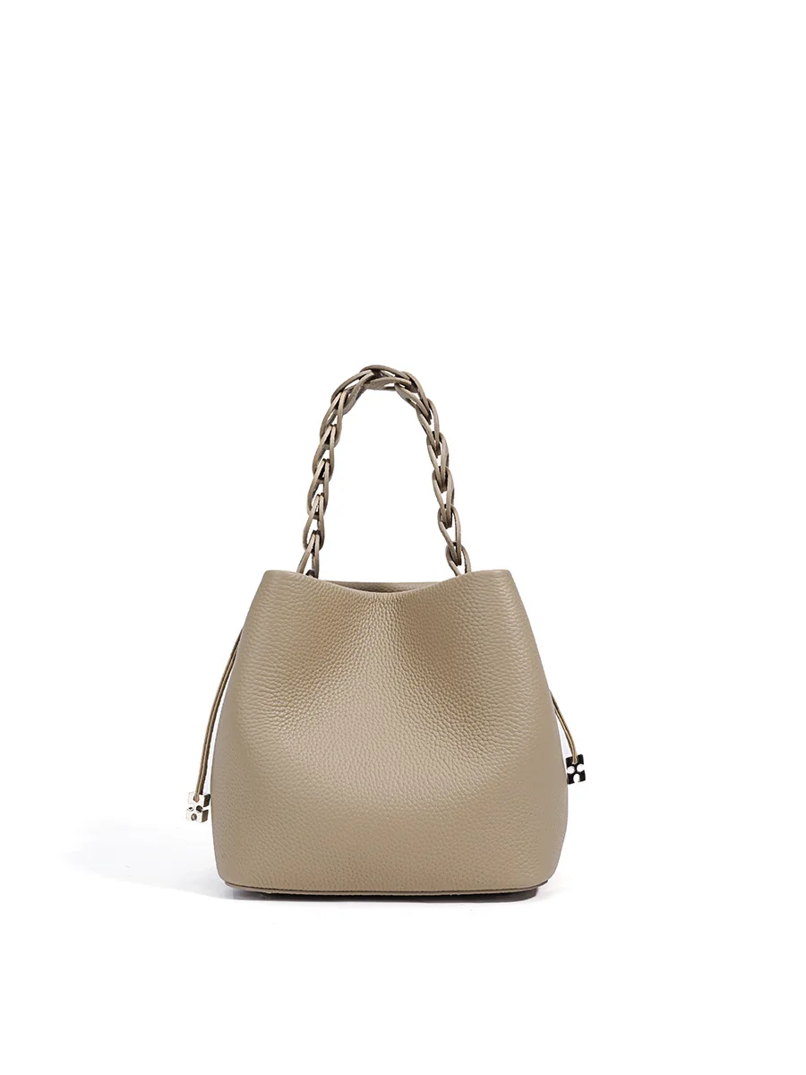 First Layer Cowhide One-Shoulder Crossbody Bag For Women's Handbag Bag New Summer Women's High-end Genuine Leather Bucket Bag