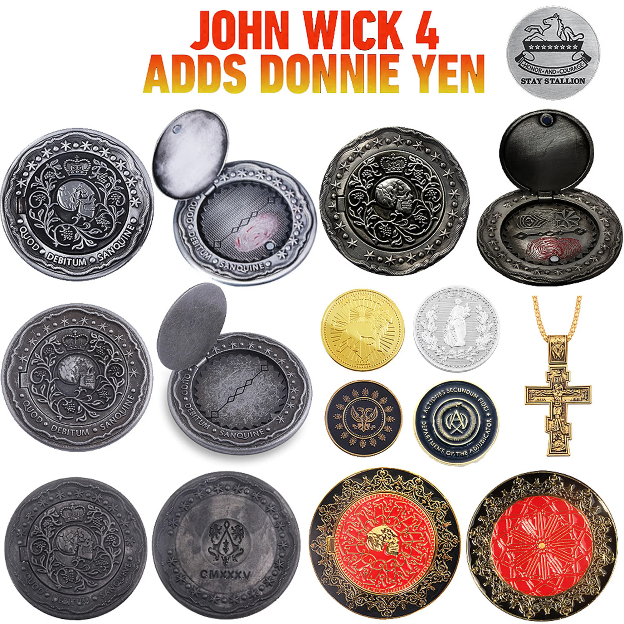 Movie John Wick Can Open Coin Big Size Badge Sofia Blood Oath Gothic Style Cosplay Coin Jewelry Decoration Gift Accessories