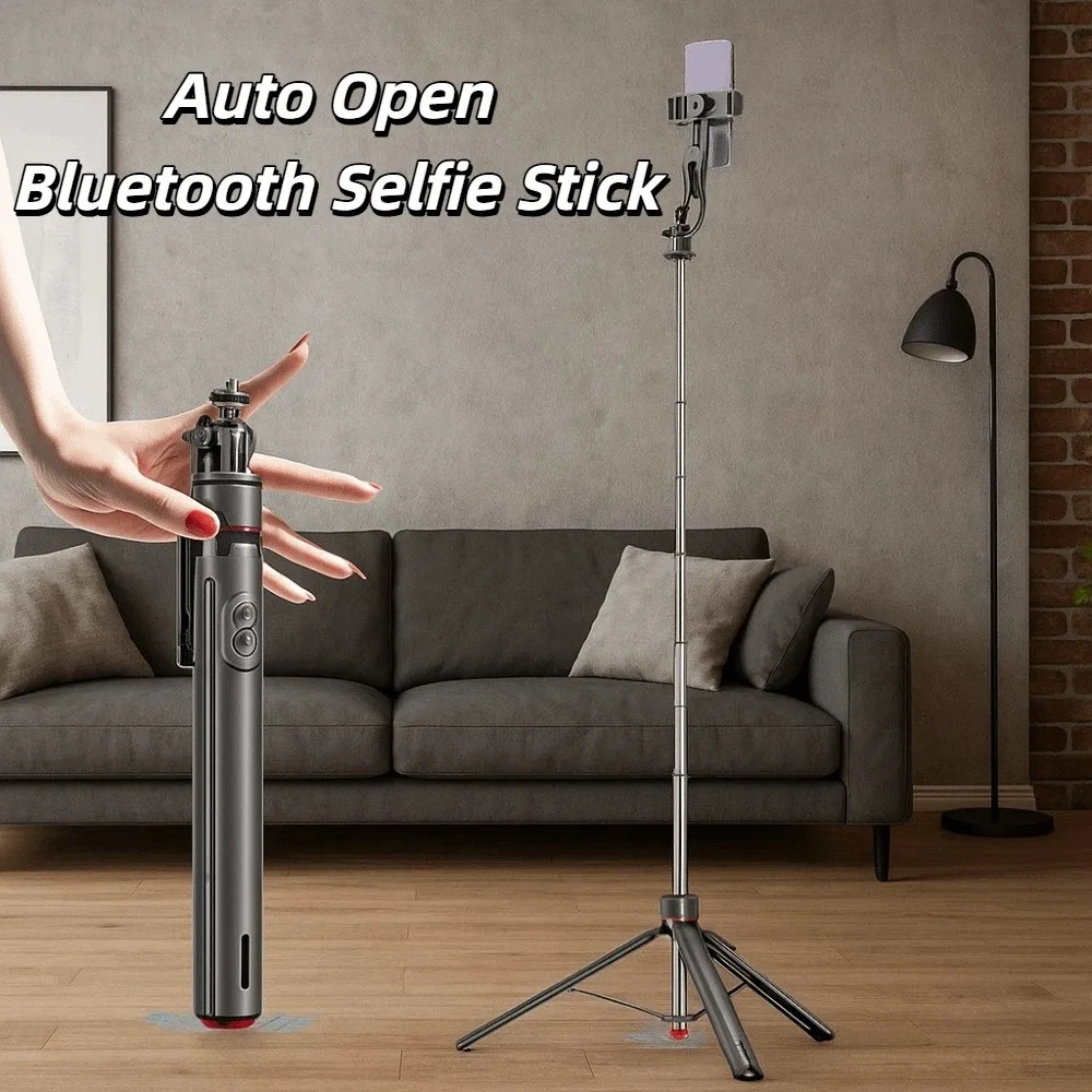

Автоматически раскладывающаяся телескопическая селфи-палка 1,75 м с Bluetooth, штатив, ручной регулируемый штатив-трипод для селфи, для видеоблогинга и фотосъемки