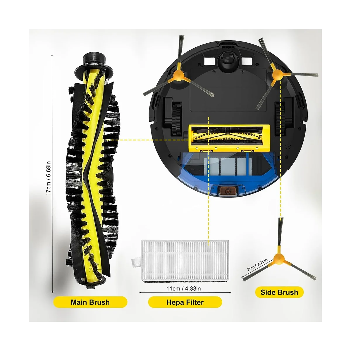 Kit de accesorios para Tesvor X500 X500 Pro M1 M2, piezas de repuesto para Robot aspirador Neatsvor X500, filtros de cepillo de rodillo