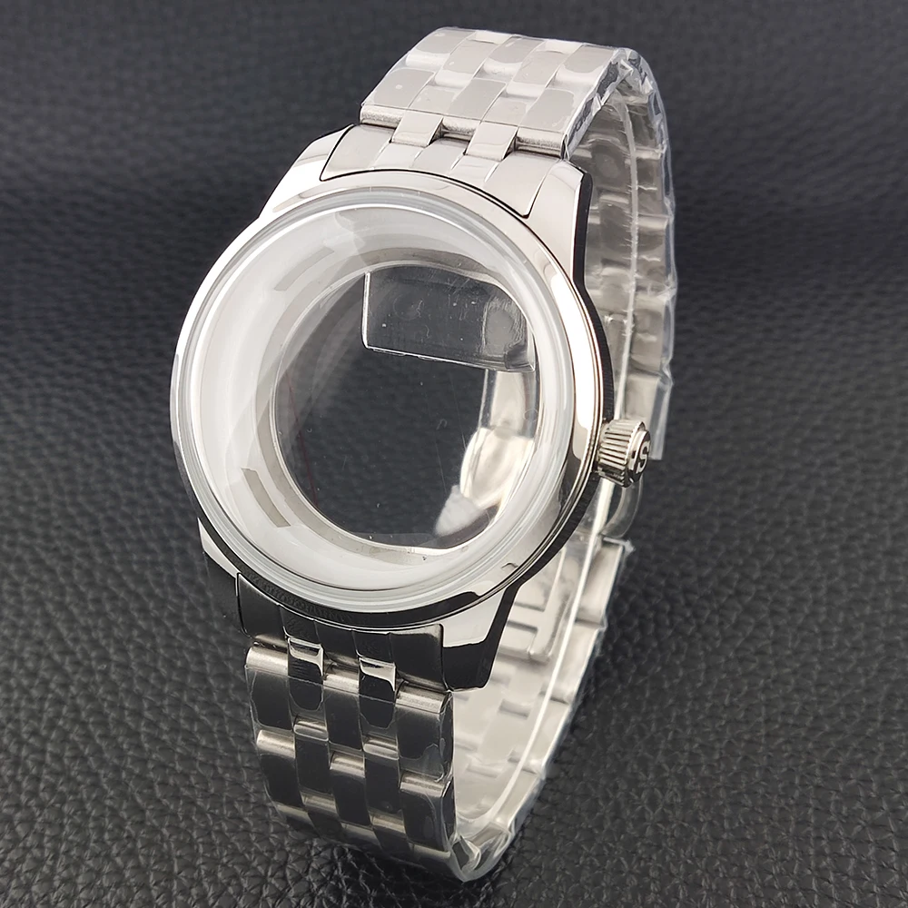 40mm NH35 Case Watch Case Stainless Steel Cocktail Case Mineral Glass Fit 35mm Dial for NH35/NH36/NH38/NH70 Movements Watch Part