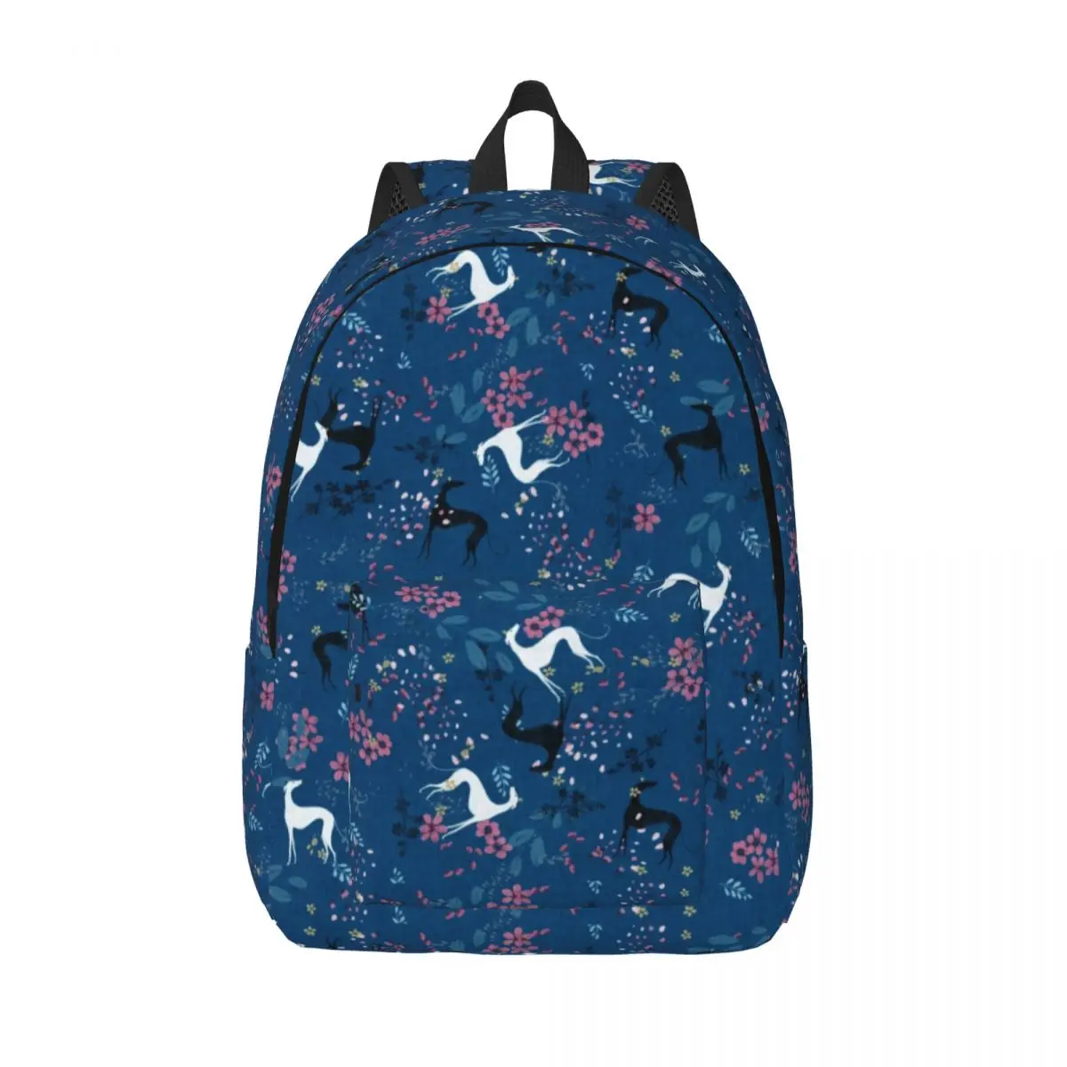 Custom Sighthound Greyhound Flower Love In Blue Laptop Backpack Basic Bookbag for College School Students Whippet Dog Bags