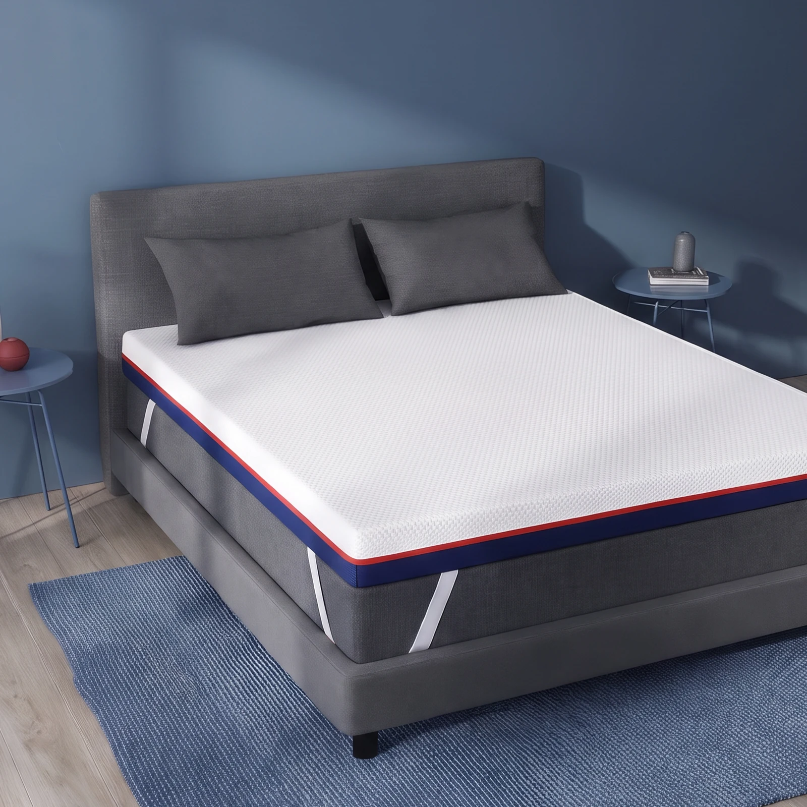 Surmatelas 8cm Moelleux et Respirant Pour Lit 1 ou 2 Places - INRE Confort Optimal - Mousse Haute RéSilience Avec Bande éLastique 4 Coins, Maintien Stable et Surface Douce - Housse Lavable Amovible, Confort SupéRieur au Quotidien