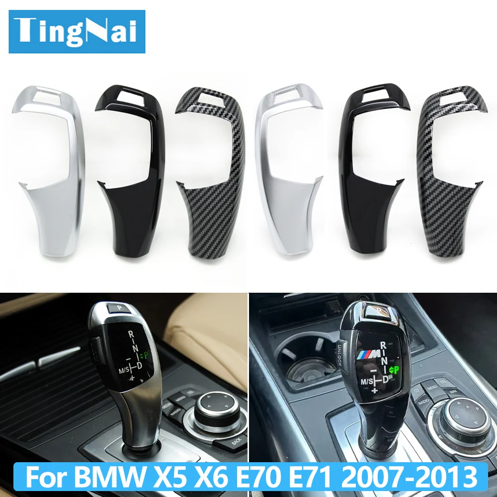 LHD RHD Car Gear Shift Knob Trim Cover Auto P Parking Button Cap For BMW X5 X6 E70 E71 E72 2007-2013 61319116587