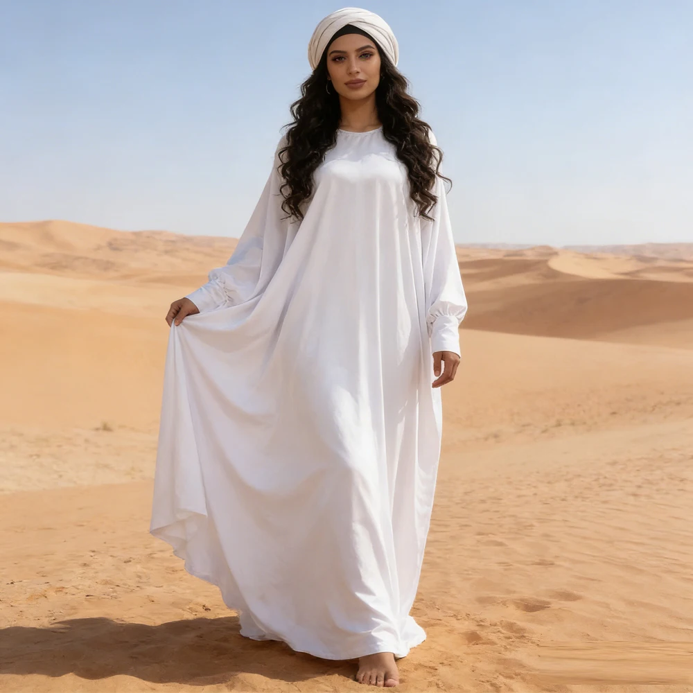 

Muslim Women One Piece Prayer Dress Abaya Ramadan Batwing Sleeve Islam Clothing Dubai Saudi Robe Turkish Modest Jalabiya Kaftan