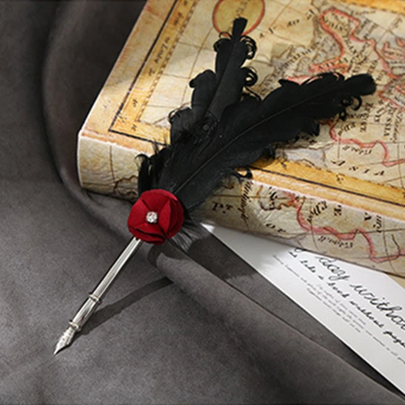 Retro Writing Quill Dip Pen Replaceable Fountain Pen Set for Beginners