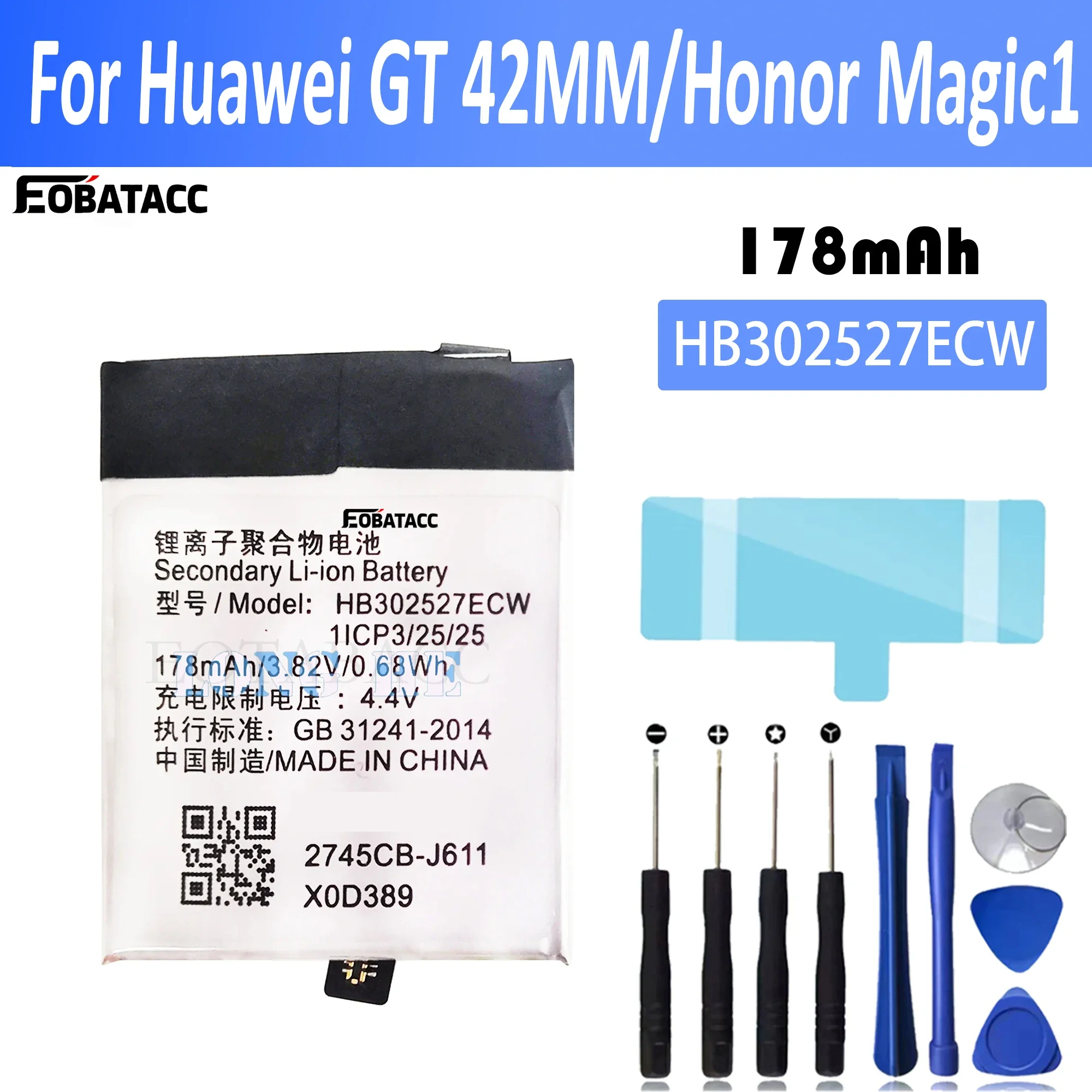 EOTABACC New 100% High Quality HB302527ECW Battery For HUAWEI Honor magic 1 Smart watch Bateria+ Free Tools