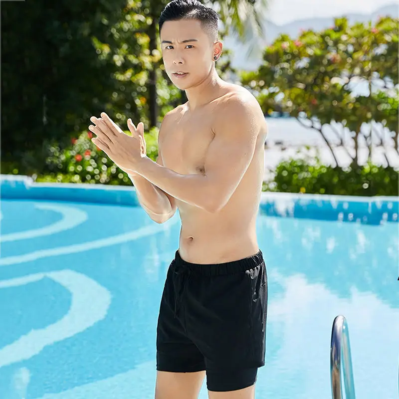 Swimming Trunks For Men To Prevent Awkwardness Loose Fitting Quick Drying Men's Trunks Flat Angle Swimsuit Set Beach Pants,