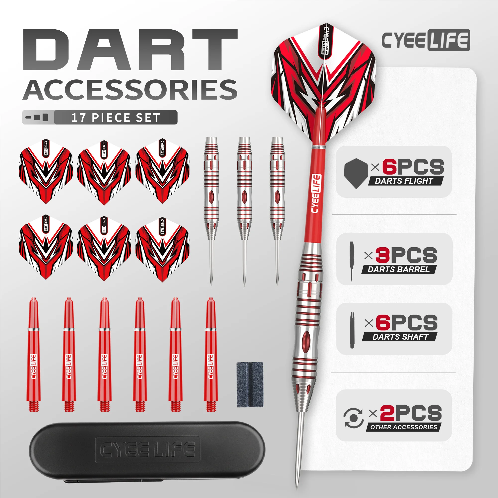 CyeeLife 3pcs/set Professional Darts Free Carry Box 23g Total Length 16cm  Steel Tip Darts With PC Shaft view 2