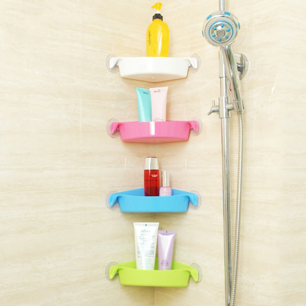 

Suction Cup Triangle Shelf Corner Storage Rack Bathroom Kitchen Organizer Green No Drill Easy Install Strong Load Capacity