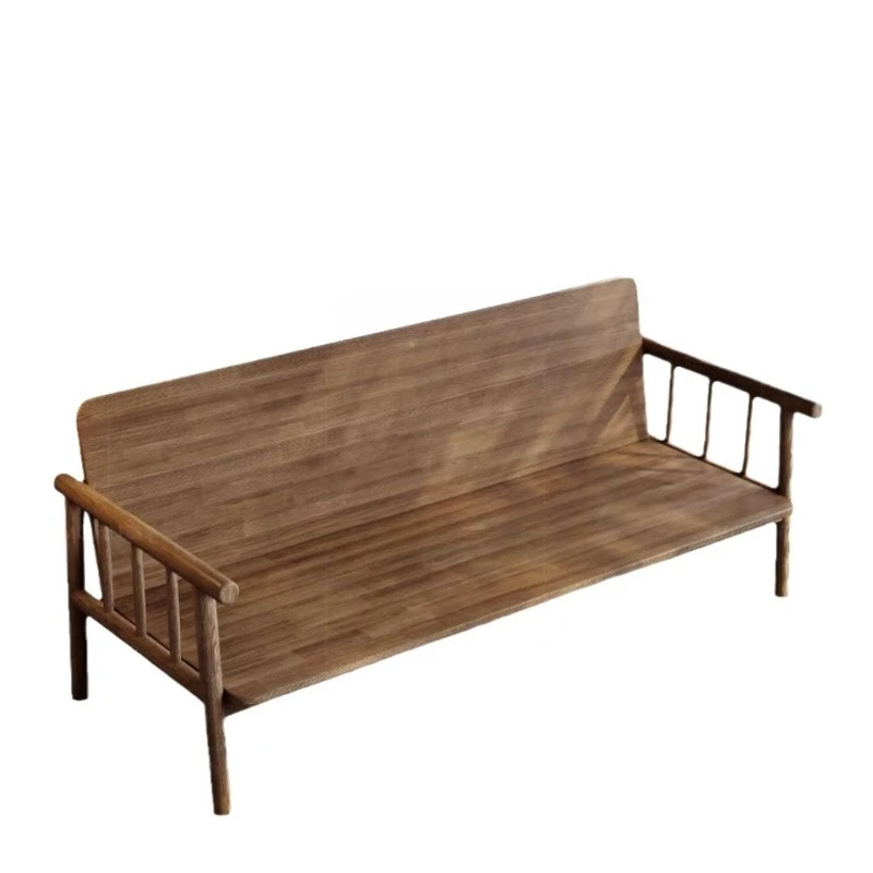 Japanese-style solid wood sofa, small apartment three-person, winter and summer dual-use, removable and washable