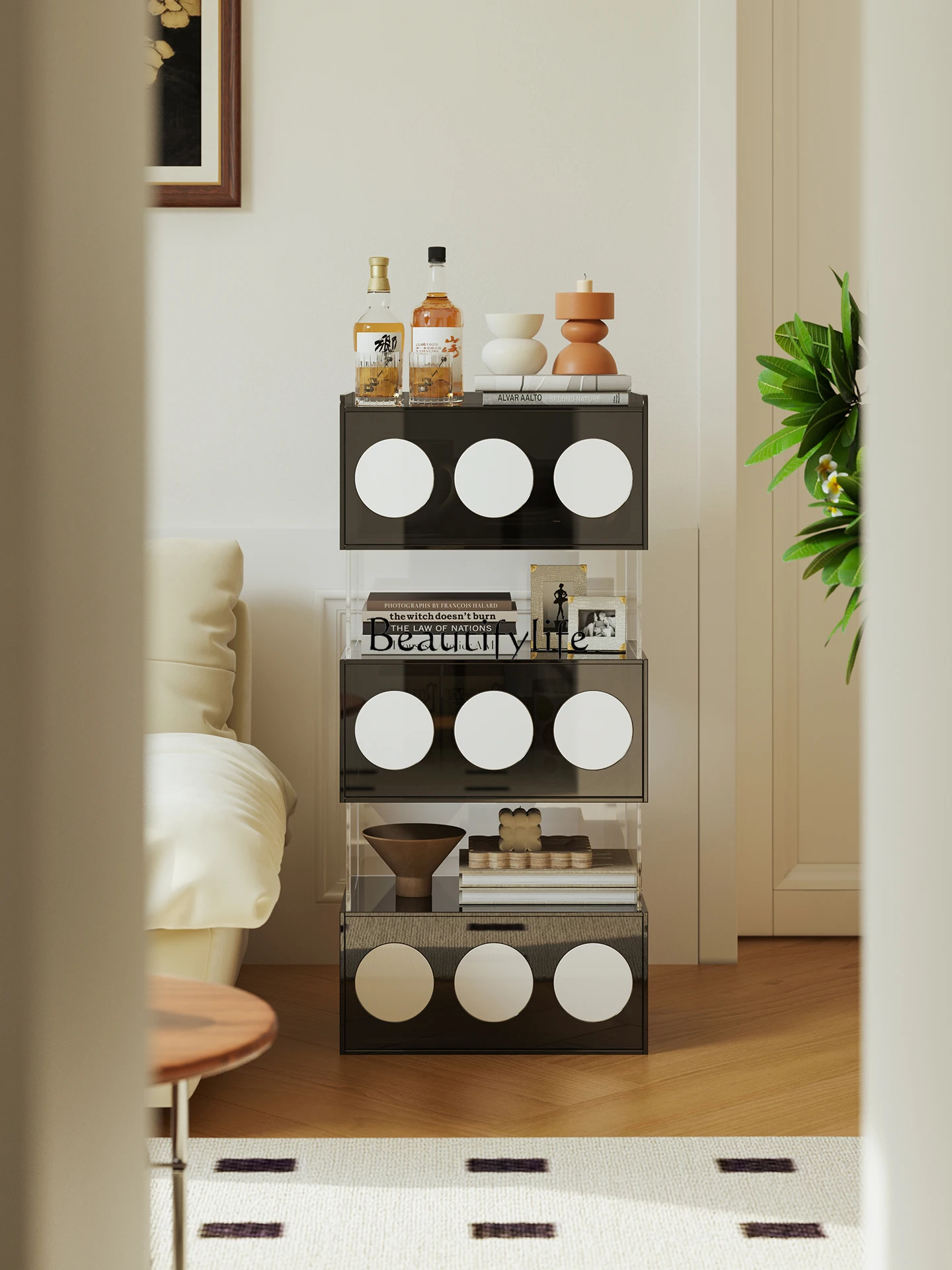 

Acrylic medieval side cabinet simple multi-layer drawer storage side cabinet