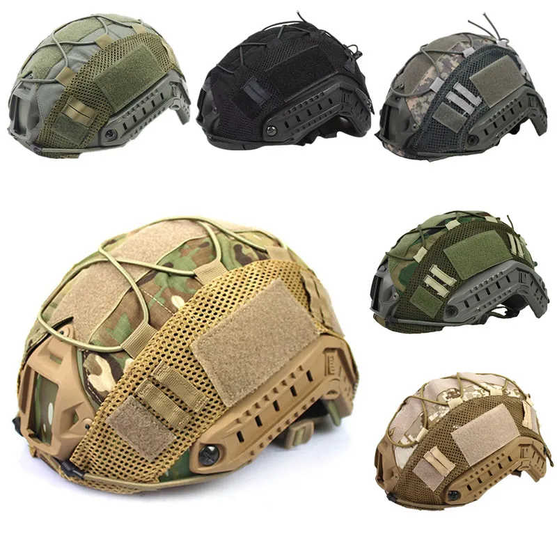 Tactical Helmet Cover for FAST MH PJ BJ Helmet Cloth Camo with Elastic Cord Airsoft Military Hunting CS Helmet Accessories