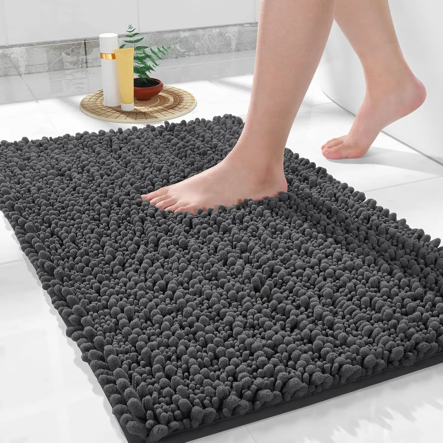

Bathroom Rugs Non Slip Washable 32x20 Inch - Ultra Soft Absorbent Chenille Bath Mat, Quick Dry Shaggy Floor Carpet for