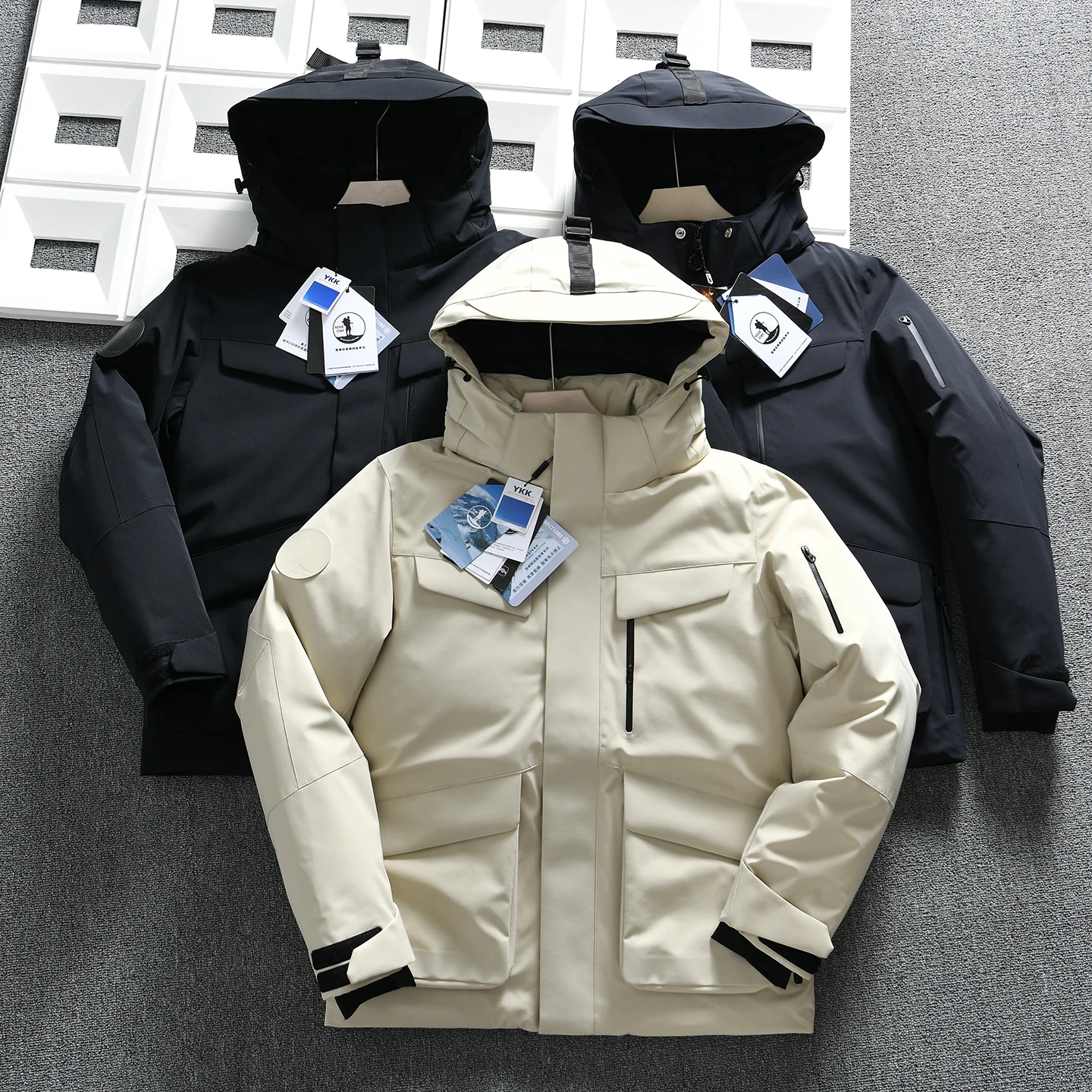 

90 White Goose down Padded Hooded Jacket Thickened Outdoor Winter Coat for Men And Women Waterproof Windproof Warm Casual Style