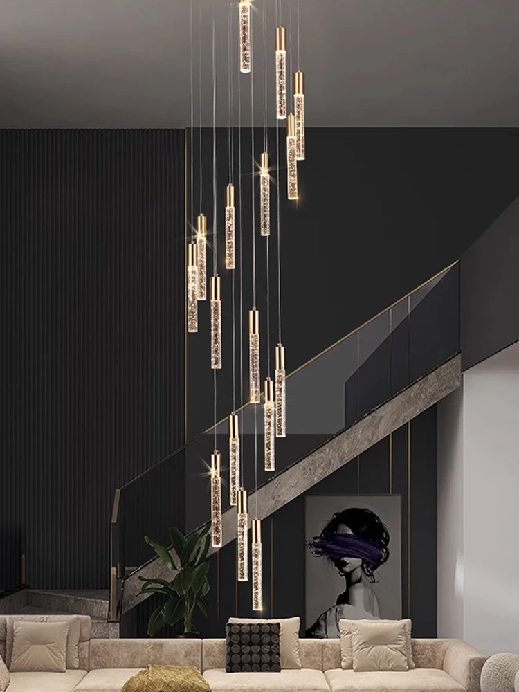 Imagem -05 - Staircase Pendant Lamp For Living Room Staircase Crystal Lamp Luxury Restaurant Lamp Iluminação Interior Bedroom Bedside Lamp