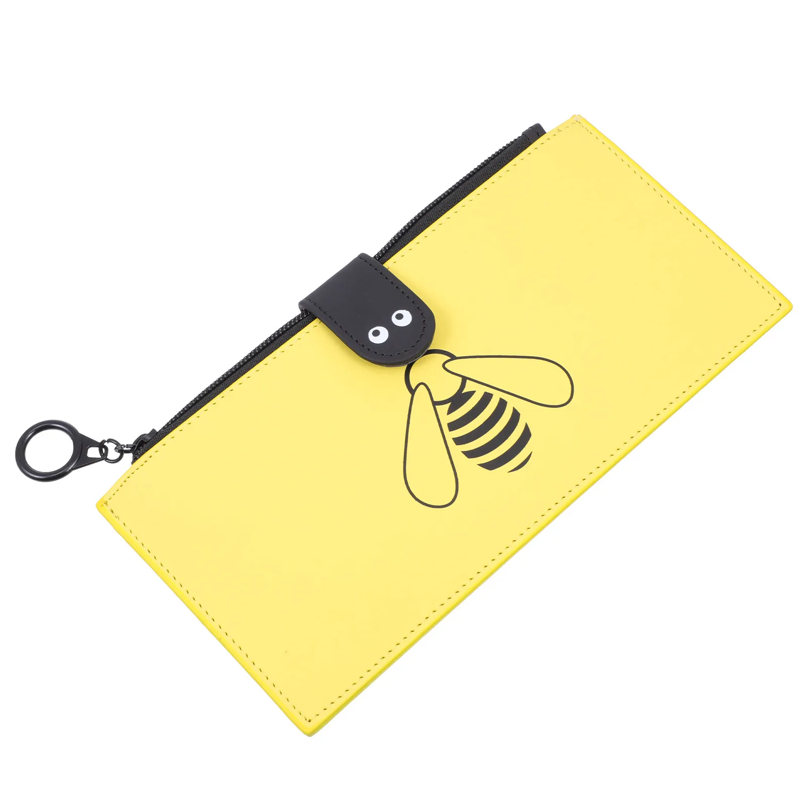 Creative Yellow Bee Printed Pencil Bag Stationery Organizer Large Capacity Portable Pen Holder Multipurpose Storage