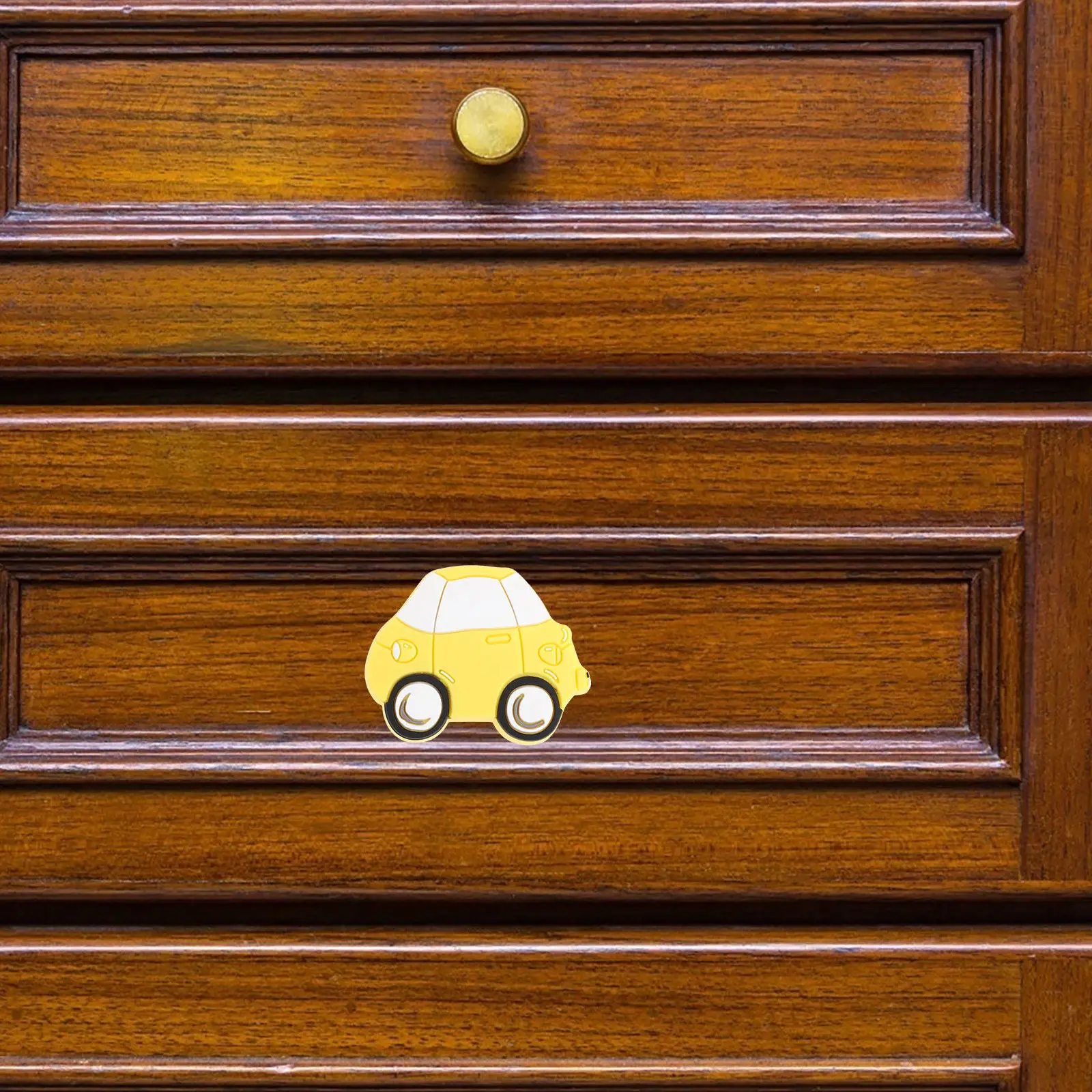 Cartoon Car Cabinet Knobs 2 Pack Yellow Drawer Pull Handles for Nursery Dresser Wardrobe Closet