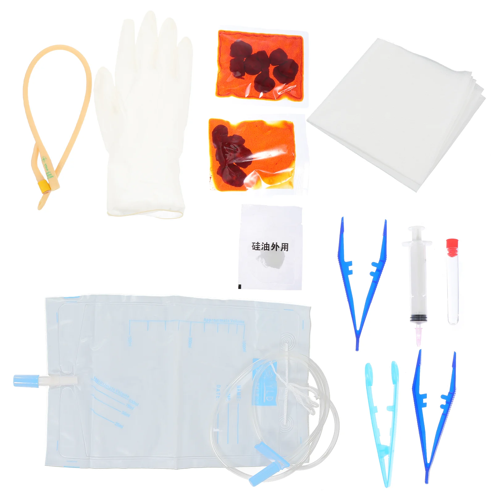 Catheterization Bag Medical with Gauze Useful Equipment Injector Tweezers Device